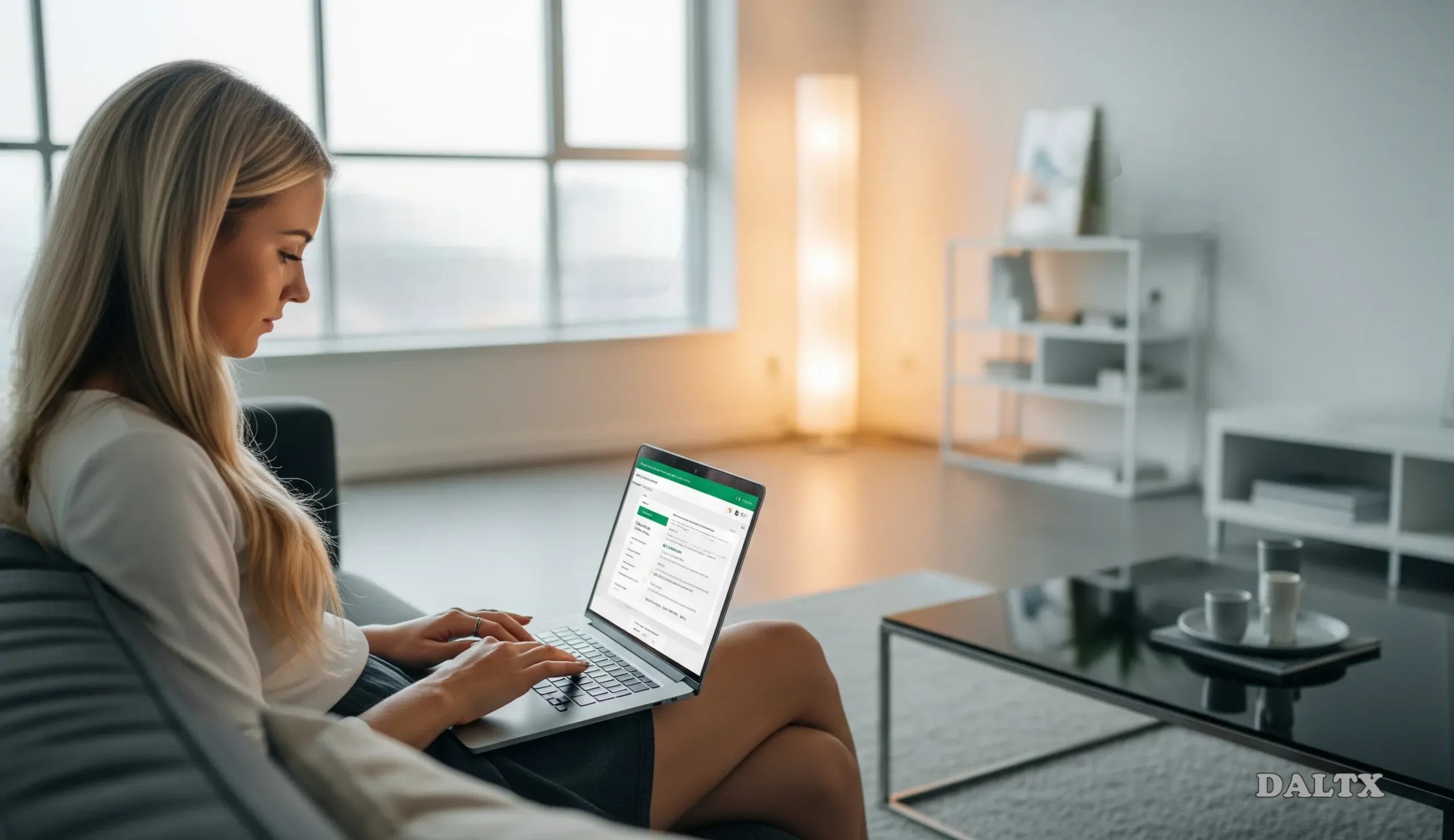 Homebuyer using a banking app on laptop